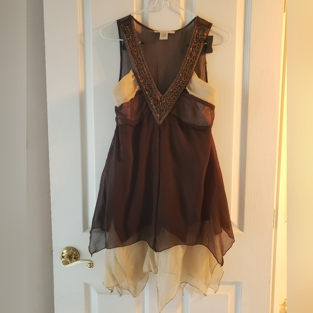 V-neck beaded light airy long top or dress